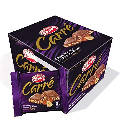 Nestlé Savoy Carré Milk Chocolate Bars with Hazelnuts, 100 g (10-Pack)