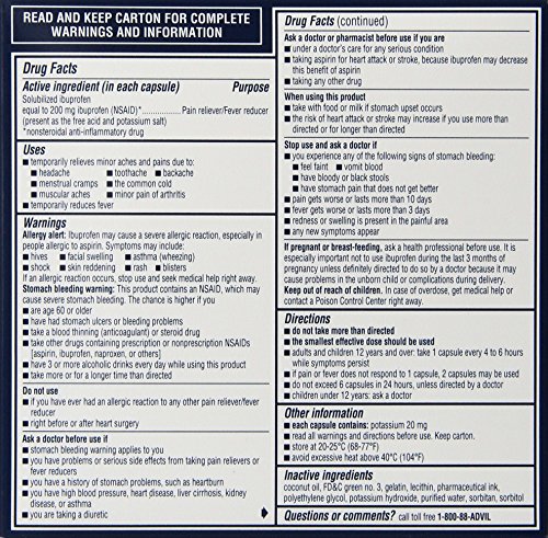Advil Liqui-Gels Ibuprofen 200 mg Pain Reliever, 240 Count