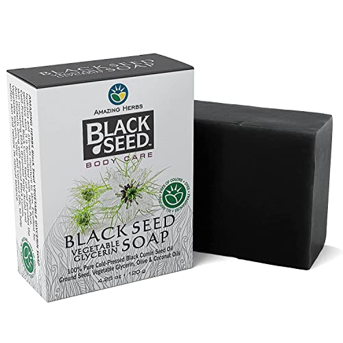 Amazing Herbs Black Seed Soap Bundle – Glycerin + Oatmeal & Honey (4 Bars, 4.25 oz Each)