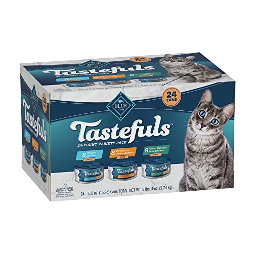 Blue Buffalo Tastefuls Natural Pate Wet Cat Food Variety Pack, 5.5 oz Cans (24 Count)
