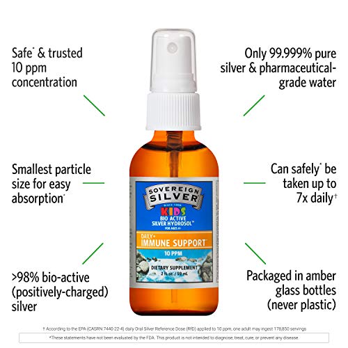 Sovereign Silver Kids Bio-Active Silver Hydrosol Immune Support Fine Mist, 2 oz