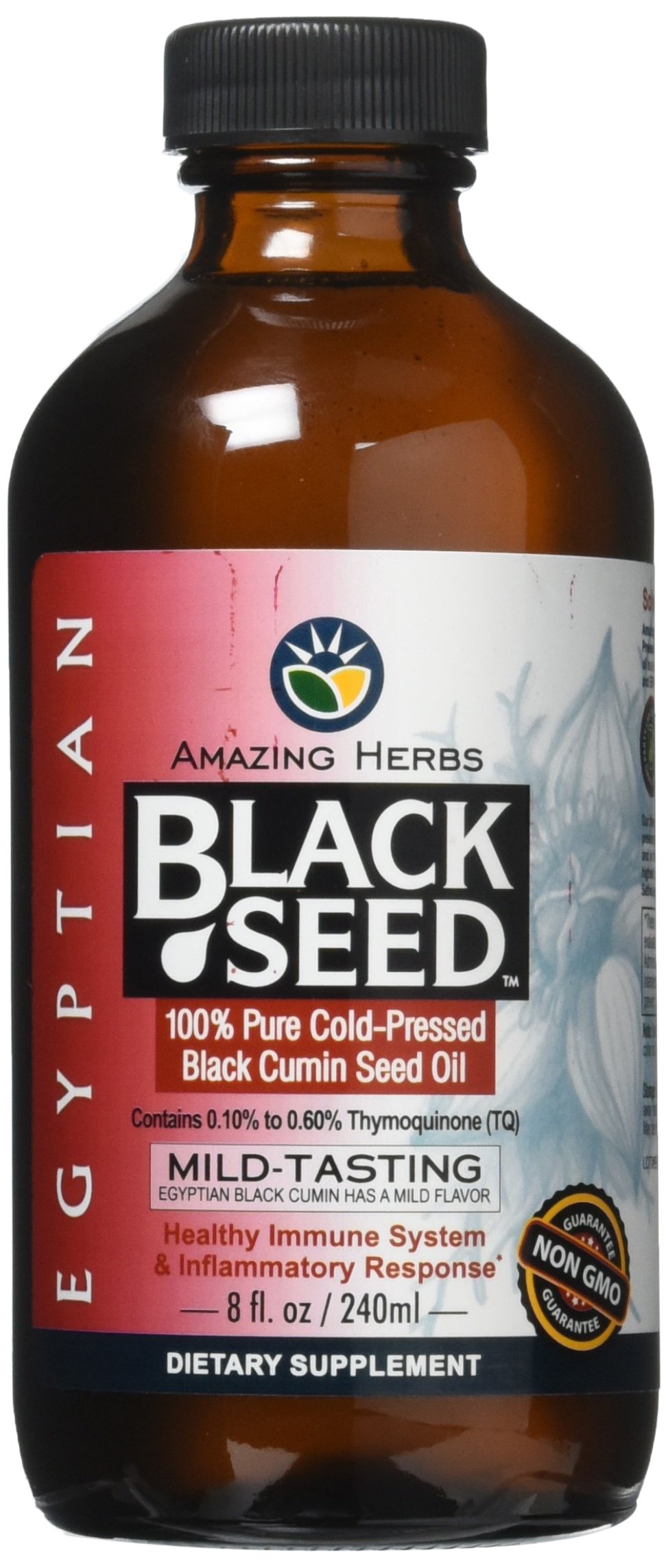 Amazing Herbs Egyptian Black Seed Oil, Cold-Pressed Nigella Sativa (8 oz)