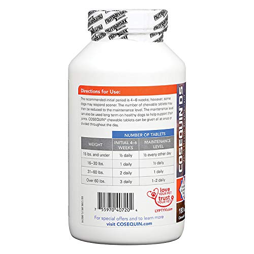 Cosequin Maximum Strength Plus MSM Joint Supplement for Dogs, 180 Chewable Tablets