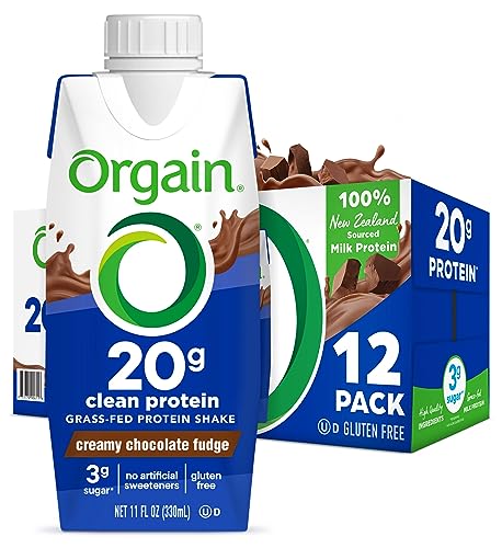 Orgain Clean Protein Shake, Grass-Fed, Creamy Chocolate Fudge (12-Pack, 11 fl oz)