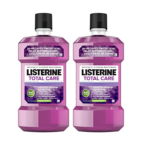 Listerine Total Care Anticavity Fluoride Mouthwash, Fresh Mint, 1 L (Pack of 2)