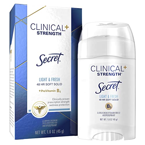 Secret Clinical Strength Antiperspirant Deodorant Soft Solid, Light & Fresh, 1.6 oz (3-Pack)