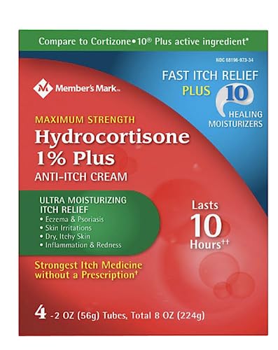 Member's Mark Hydrocortisone Anti-Itch Cream 1%, 2 oz Tubes (4-Pack, 8 oz Total)