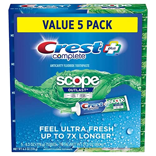 Crest Complete + Scope Outlast Ultra Fluoride Toothpaste (6.3 oz, 5 Pack)