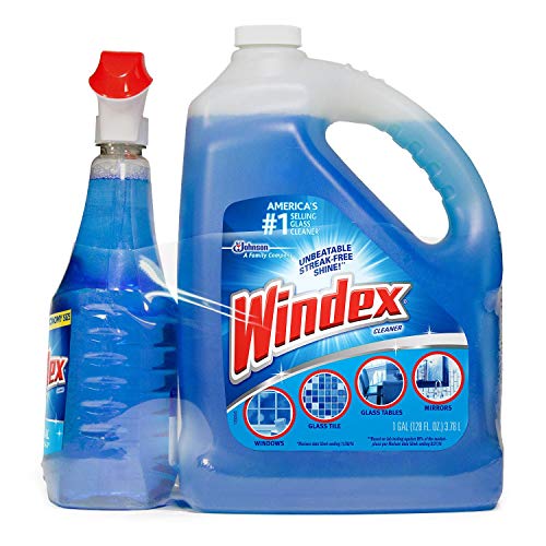 Windex Original Glass Cleaner, 32 oz Spray + 1 Gallon Refill