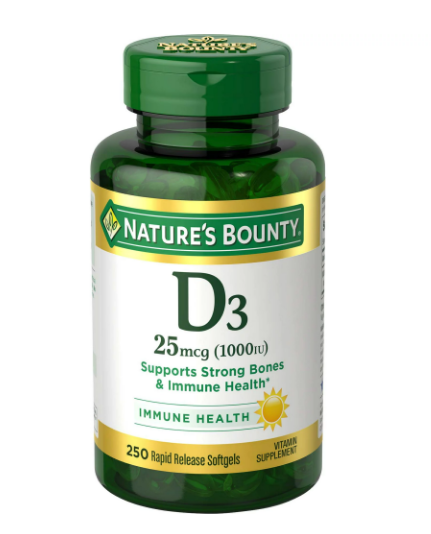 Nature's Bounty Vitamin D3 1000 IU Rapid Release Softgels, 250 Count
