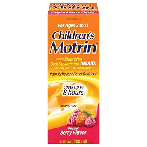 Children's Motrin Ibuprofen Oral Suspension, Berry Flavor, 100 mg/5 mL, 4 oz (Pack of 3)