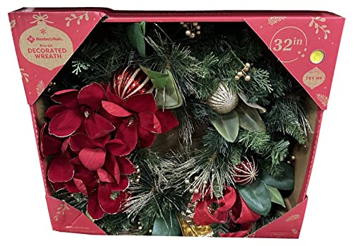 Member's Mark Pre-Lit 32" Decorated Christmas Wreath