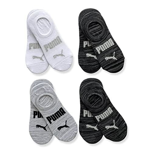 Puma Women's No Show Socks, 8-Pack, Black/White/Grey, One Size