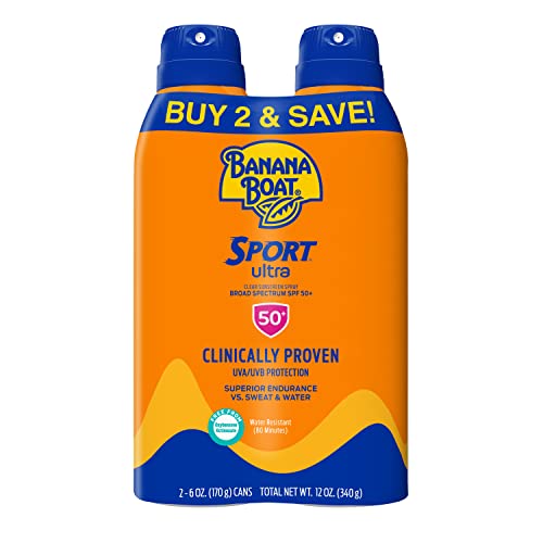 Banana Boat Sport Ultra SPF 50 Sunscreen Spray, Oxybenzone-Free, 6 oz Twin Pack
