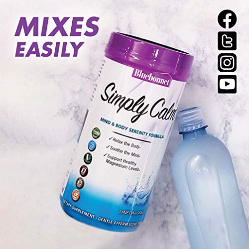 Bluebonnet Simply Calm Magnesium Powder, Unflavored, 16 oz (90 Servings)