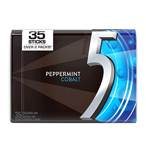 Wrigley's 5 Cobalt Peppermint Sugarfree Gum, Pack of 6