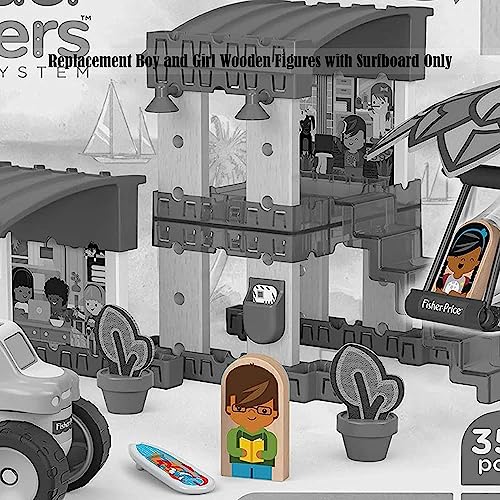 Replacement 2 Wood Figures & Surfboard for Wonder Makers Design System Beach