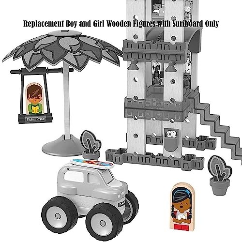 Replacement 2 Wood Figures & Surfboard for Wonder Makers Design System Beach